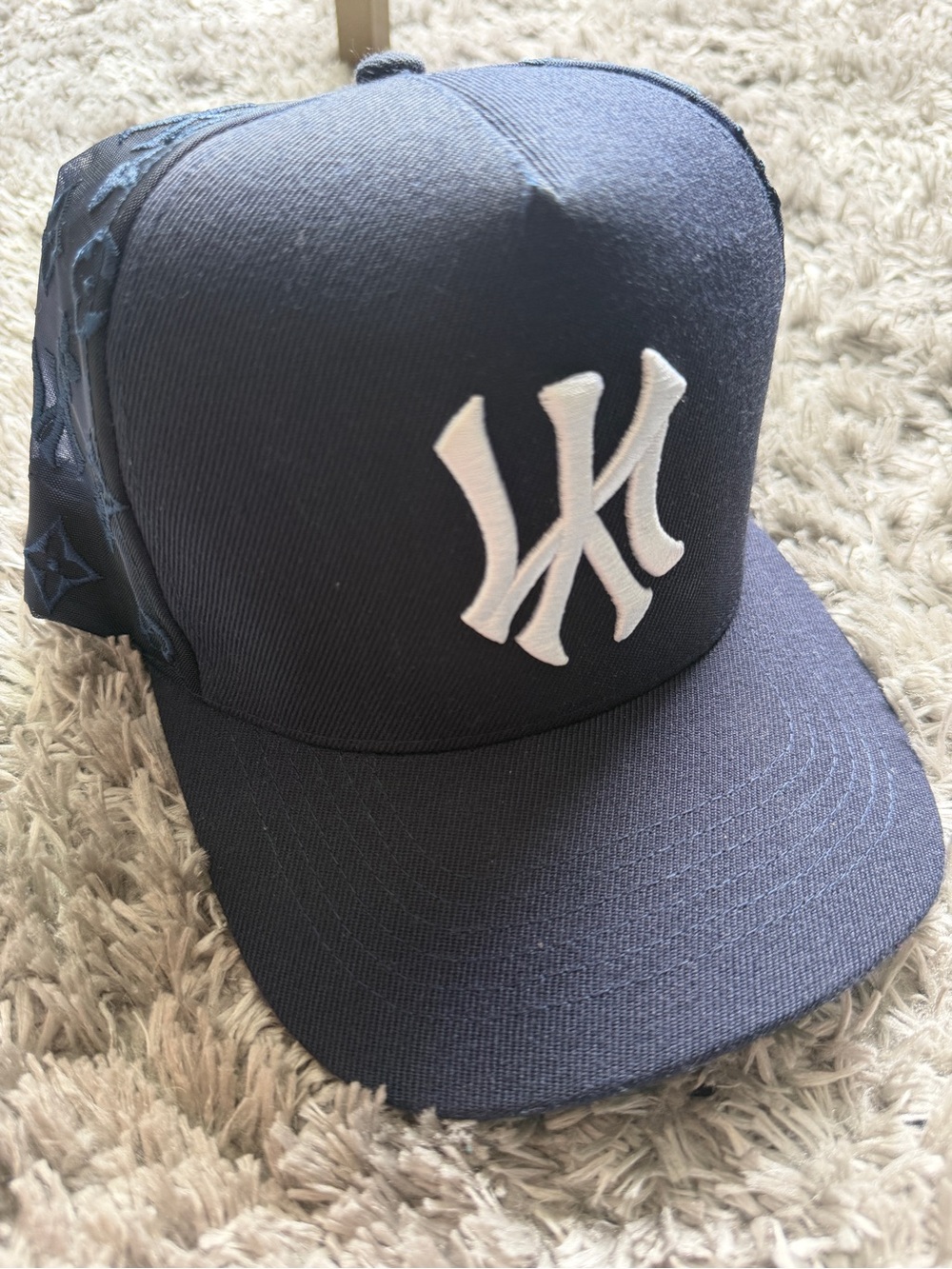 Unisex Navy Blue Baseball Cap with White Logo